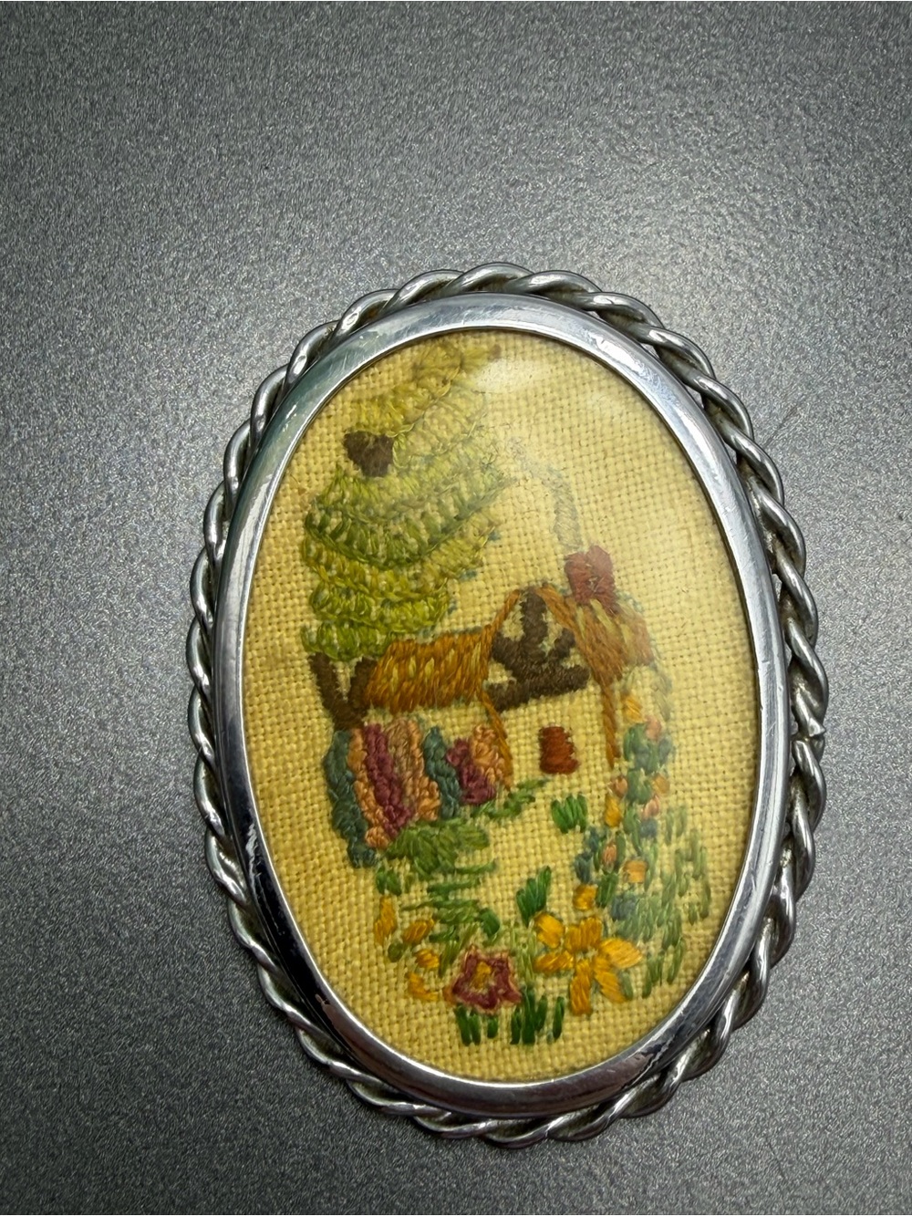 Vintage Hand-Embroidered Brooch #cz185